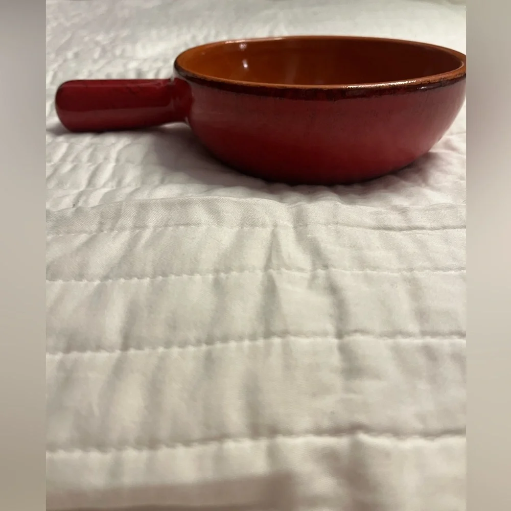 De Silva Terracotta Soup Bowl Baking Oven Dish Handle Made Italy Red 5-7…